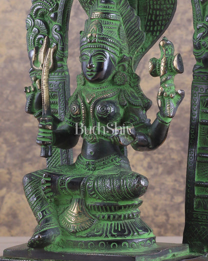 Brass Mariamman Karumariamma Idol | Height: 9.5 inch black and green - Budhshiv.com