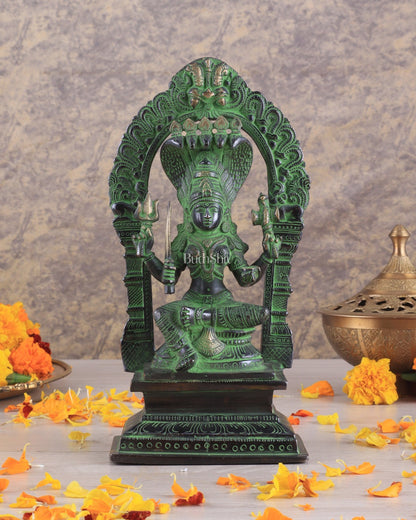 Brass Mariamman Karumariamma Idol | Height: 9.5 inch black and green - Budhshiv.com