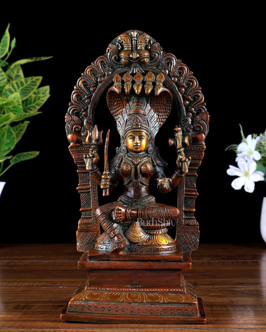Brass Mariamman Karumariamma Idol | Height: 9.5 inch chola bronze tone - Budhshiv.com