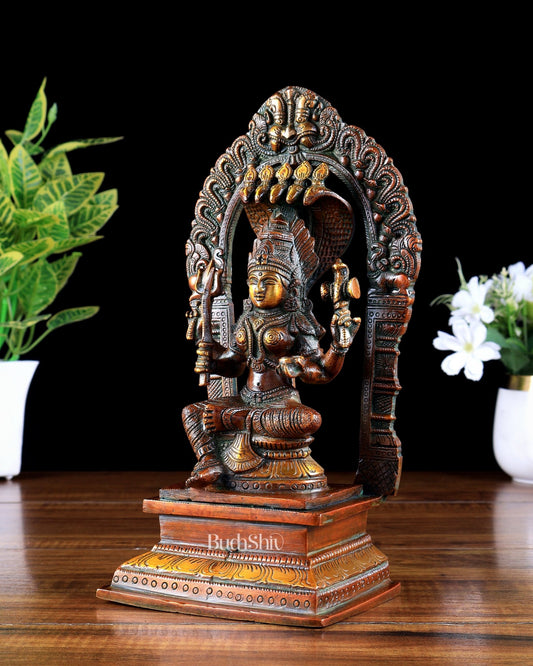 Brass Mariamman Karumariamma Idol | Height: 9.5 inch chola bronze tone - Budhshiv.com