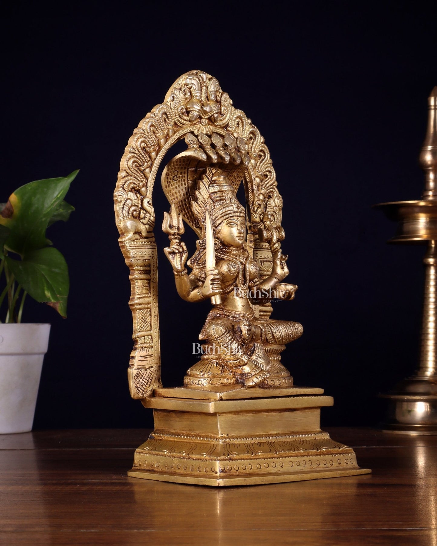 Brass Mariamman Karumariamma Idol | Height: 9.5 inch - Budhshiv.com