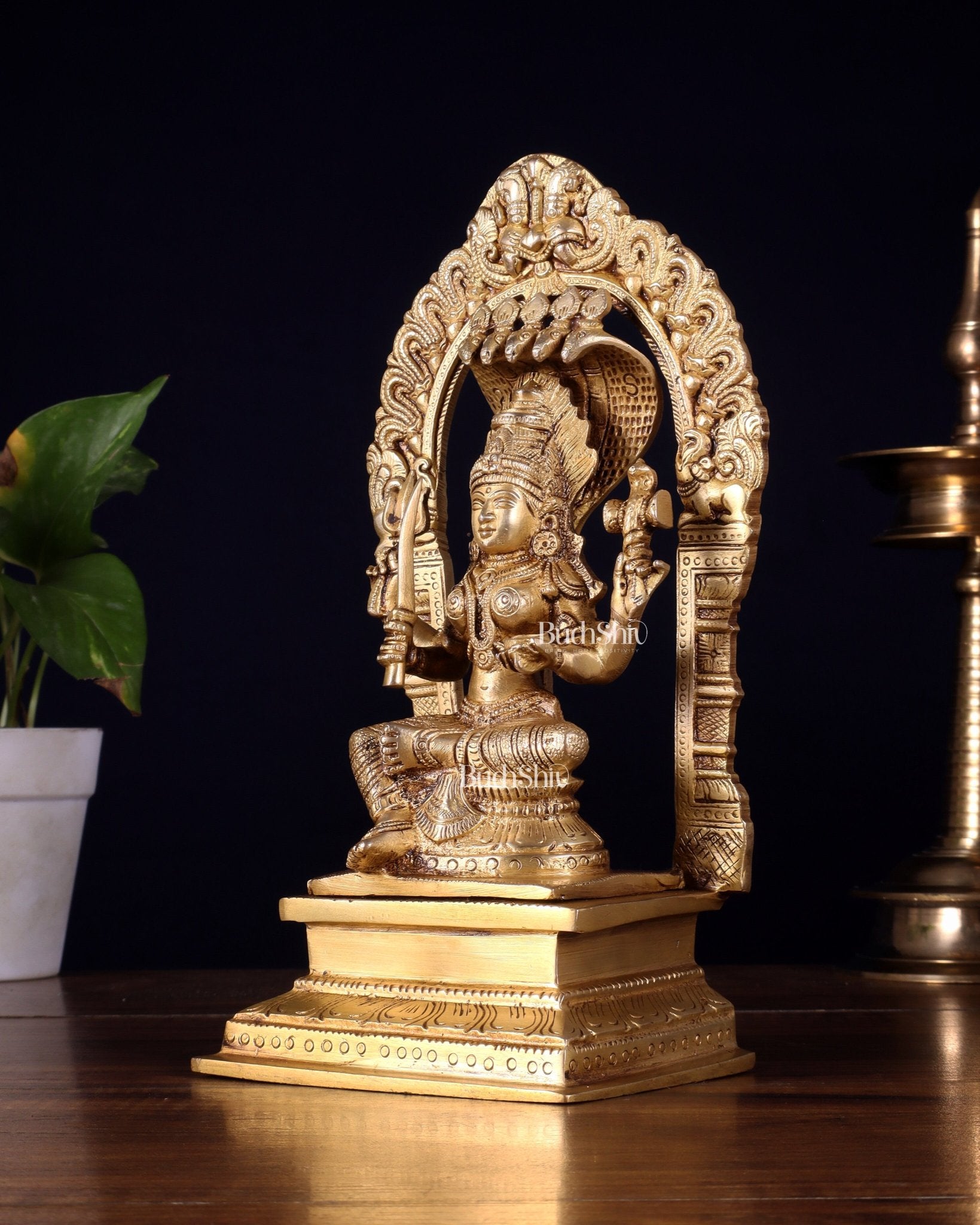 Brass Mariamman Karumariamma Idol | Height: 9.5 inch - Budhshiv.com