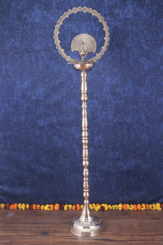 Brass Mayur Inauguration Lamp – Large 54" - Budhshiv.com