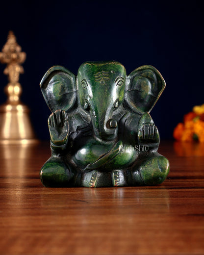 Brass Miniature Appu Ganesh Idol with Big Ears 3" - Budhshiv.com