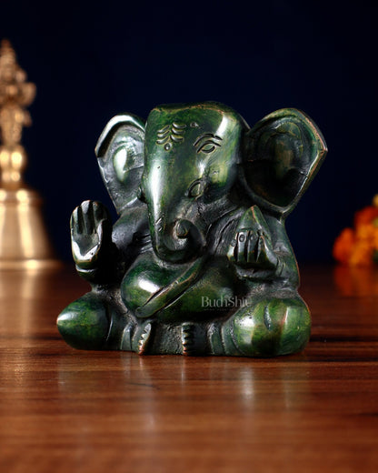 Brass Miniature Appu Ganesh Idol with Big Ears 3" - Budhshiv.com