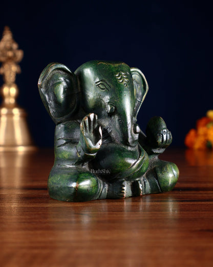 Brass Miniature Appu Ganesh Idol with Big Ears 3" - Budhshiv.com