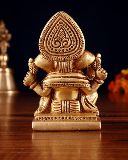 Brass Miniature Ganesha Idol 3.5" - Budhshiv.com