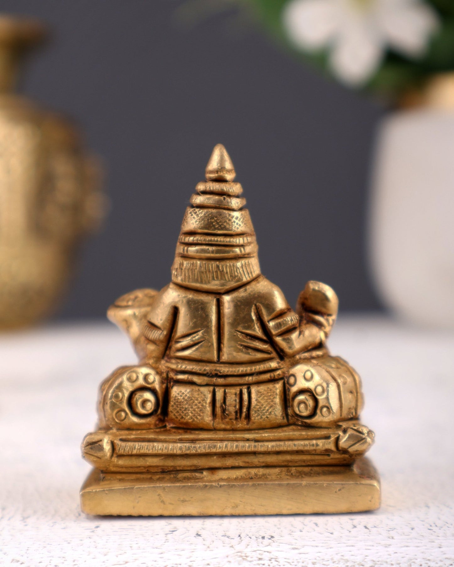Brass Miniature Lord Kubera Statue 2 inch - Budhshiv.com