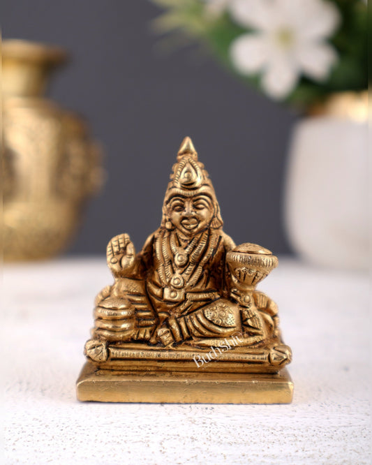 Brass Miniature Lord Kubera Statue 2 inch - Budhshiv.com
