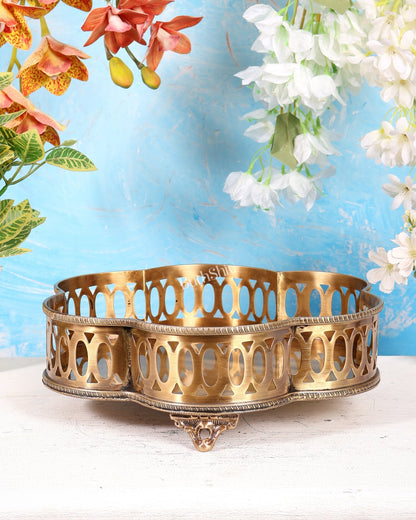 Brass Multipurpose Tray – Lightweight Antique Tone Decorative Serving Tray (11.9 Inches) - Budhshiv.com
