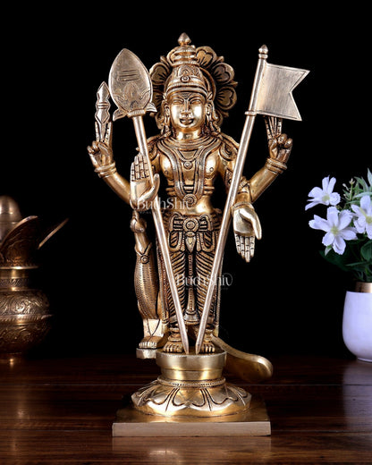 Brass Murugan Statue – Superfine Heavy Brass 12 inch - Budhshiv.com