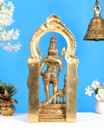 Brass Murugan Statue with Prabhavali – Divine Kartikeya Swamy Idol (17 Inches) - Budhshiv.com