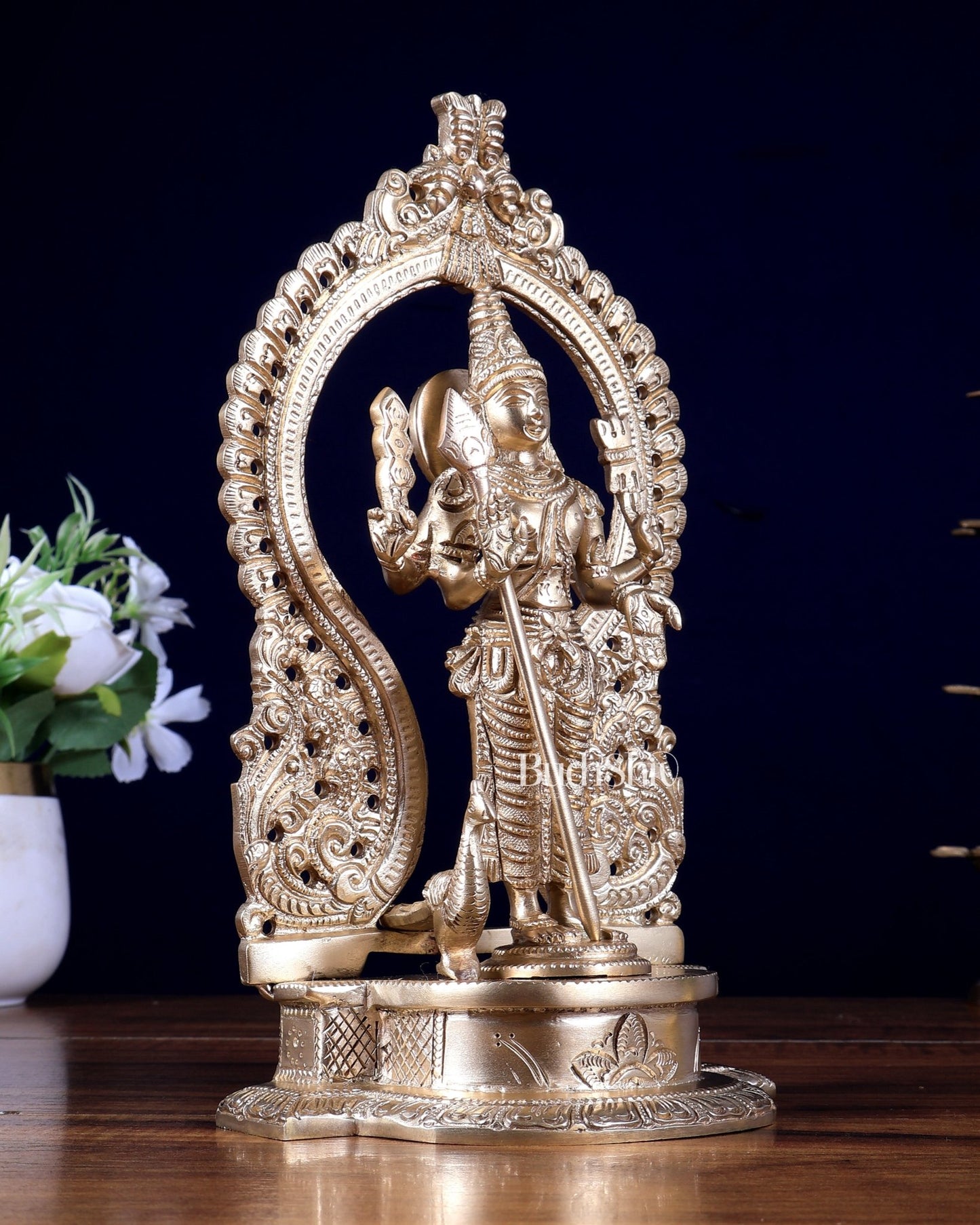 Brass Murugan Swamy Idol – 10 Inch | Lord Kartikeya Brass Statue | BudhShiv - Budhshiv.com