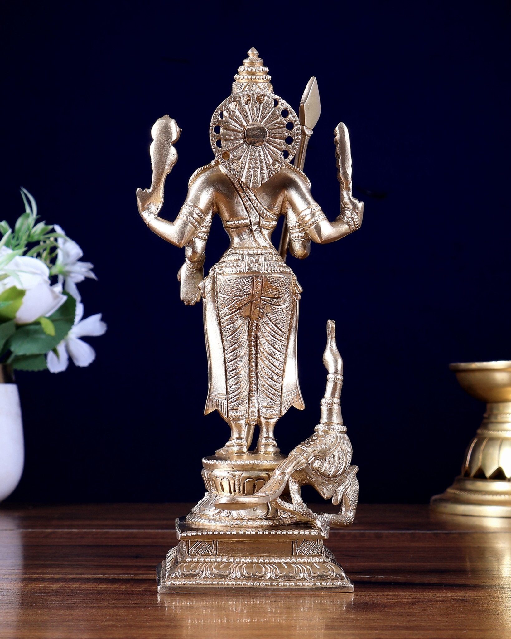 Brass Murugan Swamy Idol – 8.5 Inch | Lord Kartikeya Brass Statue | BudhShiv - Budhshiv.com