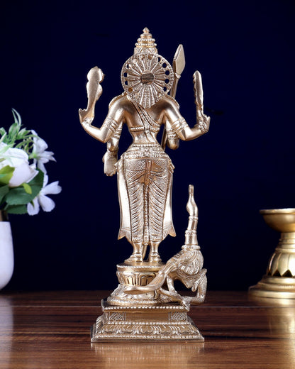 Brass Murugan Swamy Idol – 8.5 Inch | Lord Kartikeya Brass Statue | BudhShiv - Budhshiv.com