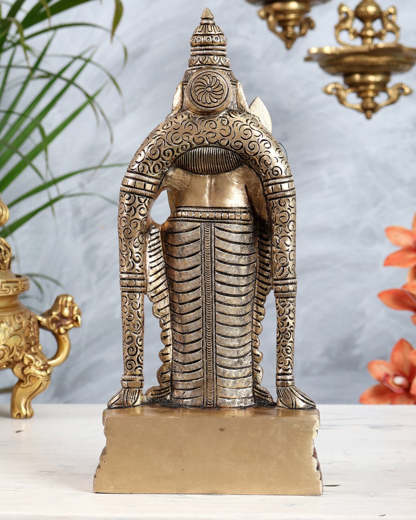 Brass Murugan Swamy Kartikeya Idol | Lord Subramanya Skanda Statue 10.5" - Budhshiv.com
