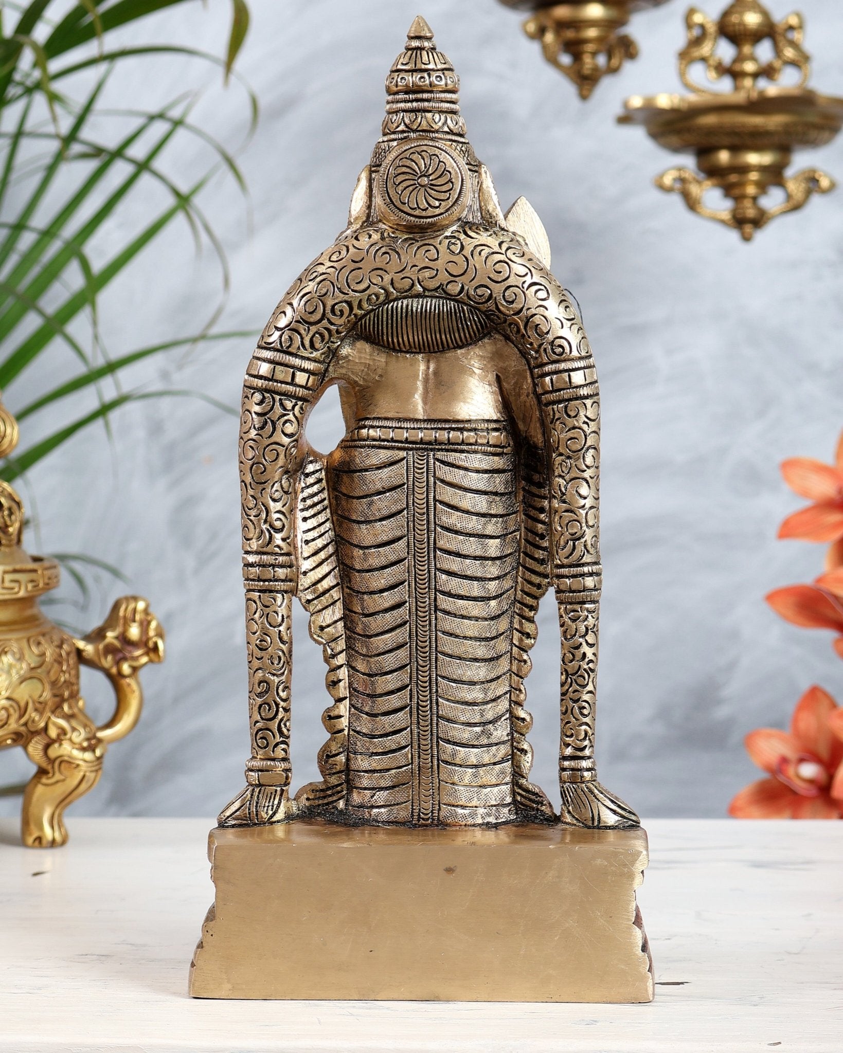 Brass Murugan Swamy Kartikeya Idol | Lord Subramanya Skanda Statue 10.5" - Budhshiv.com
