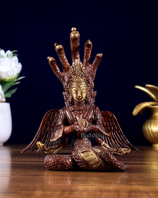 Brass Naga Kanya Idol – Unique Dual Tone Finish 5.5 inch - Budhshiv.com