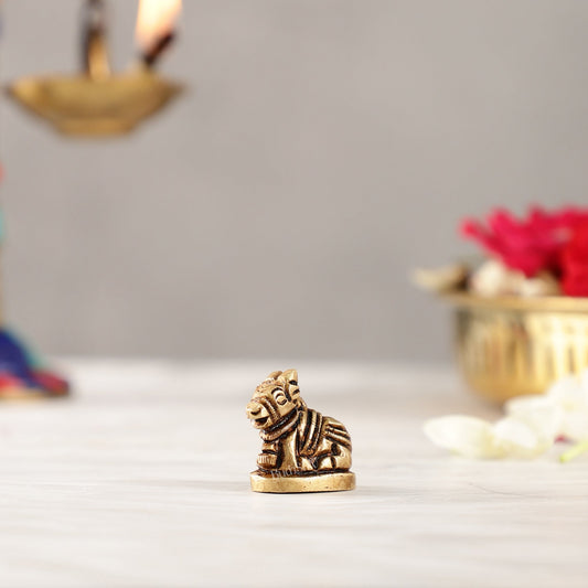 Brass Nandi miniature 1 inch - Budhshiv.com