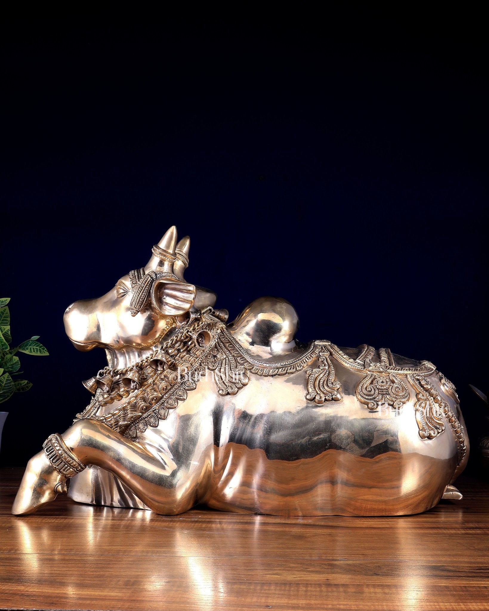 Brass Nandi Sculpture – Majestic Temple Design 25 inch - Budhshiv.com
