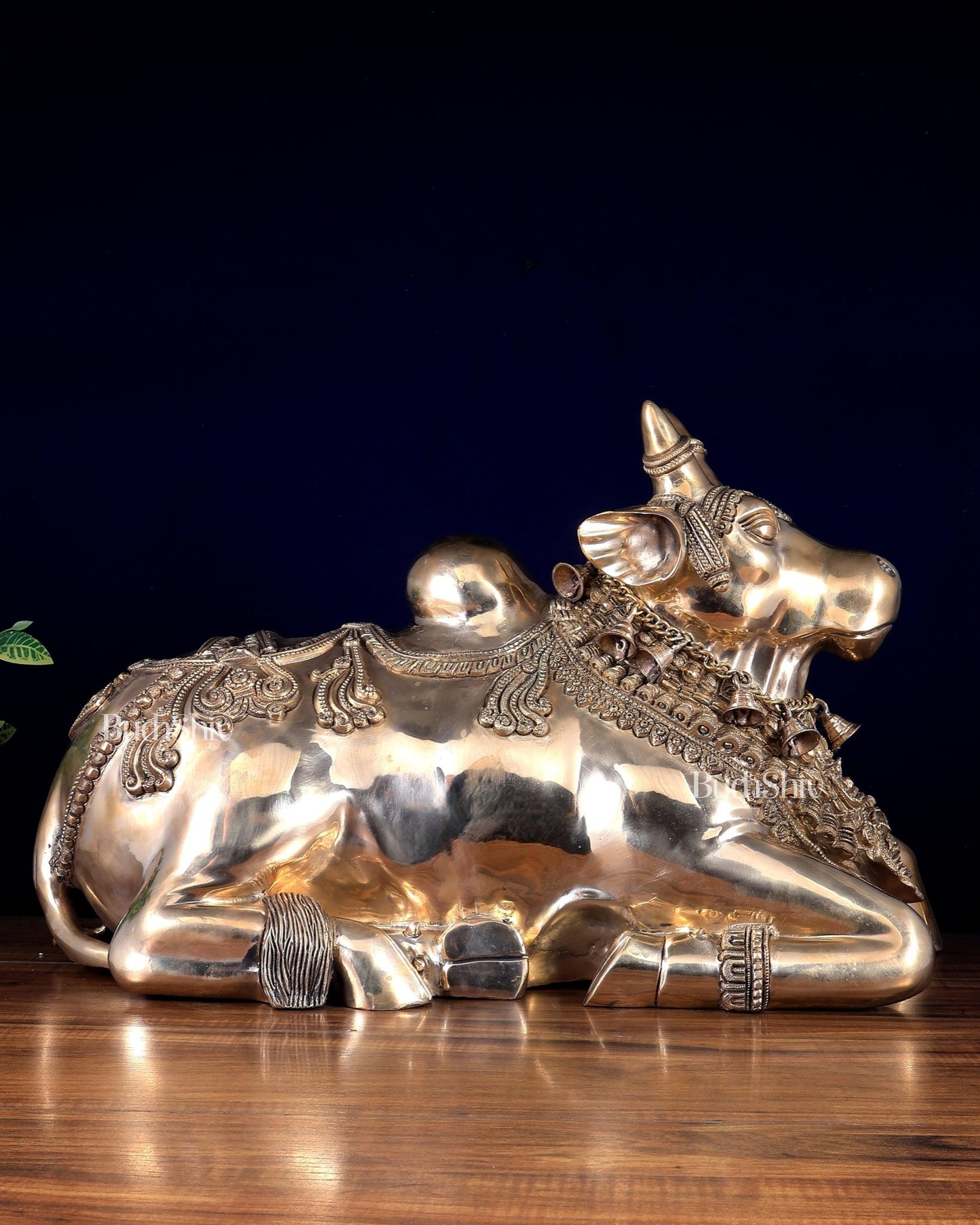 Brass Nandi Sculpture – Majestic Temple Design 25 inch - Budhshiv.com