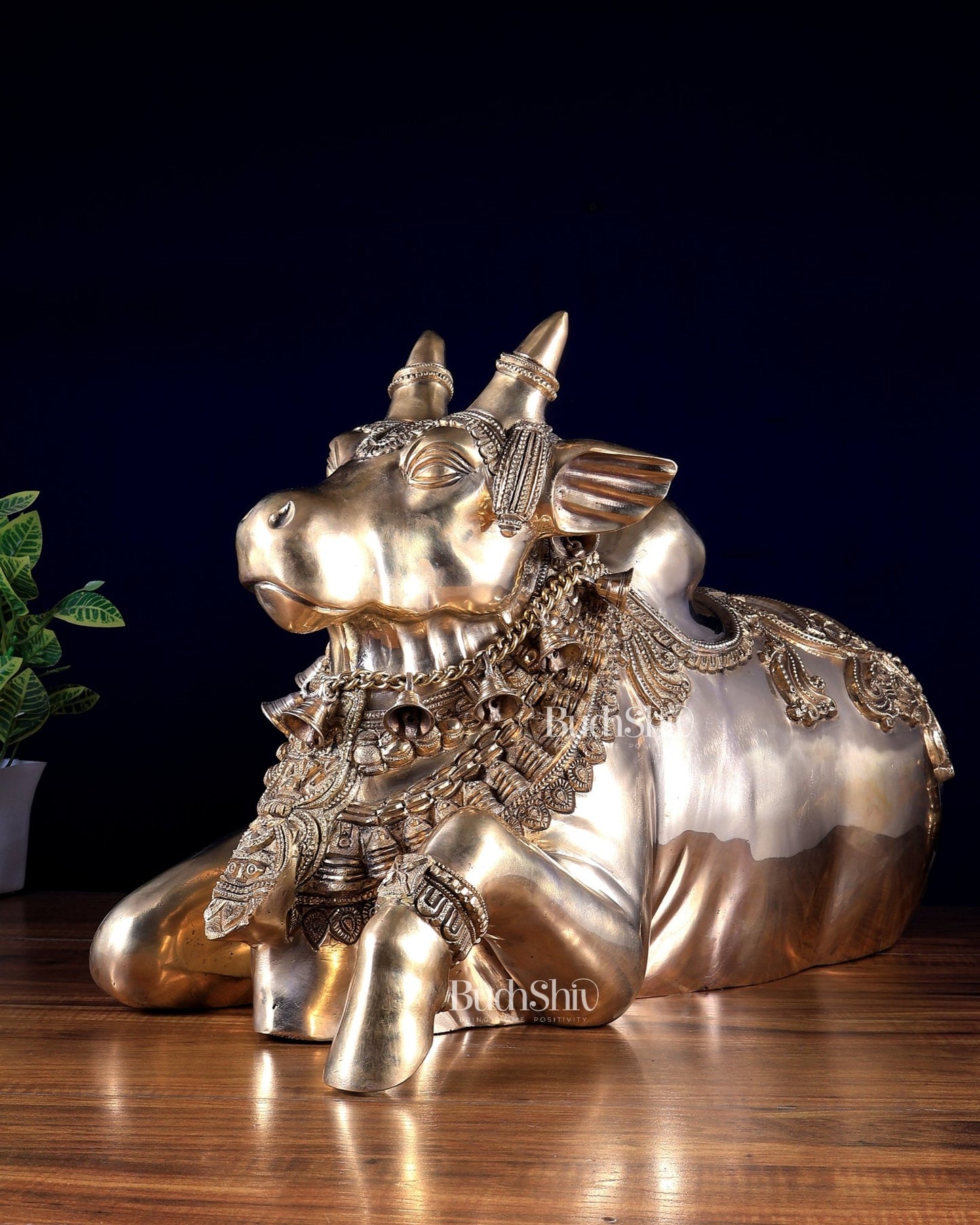 Brass Nandi Sculpture – Majestic Temple Design 25 inch - Budhshiv.com
