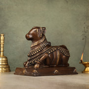 Brass Nandi Statue - 8 Inch - Budhshiv.com