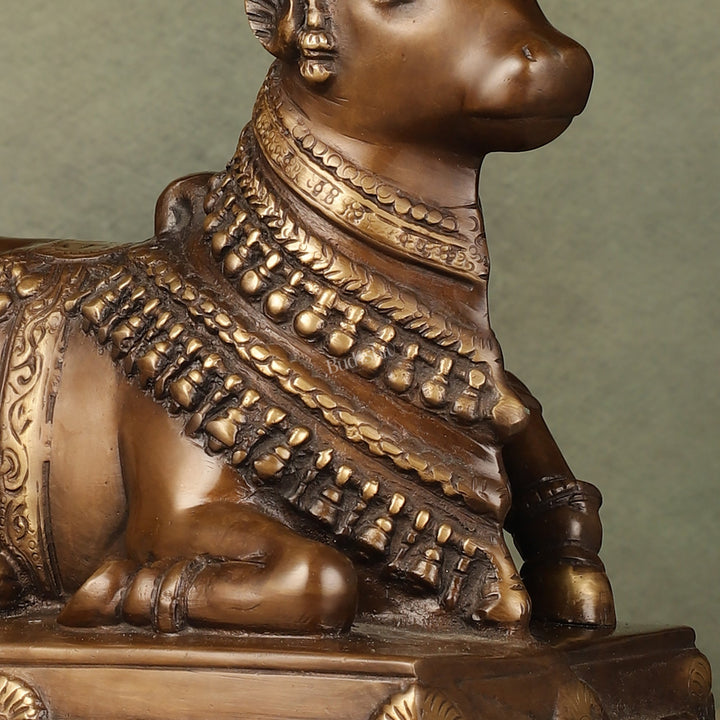 Brass Nandi Statue - 8 Inch - Budhshiv.com