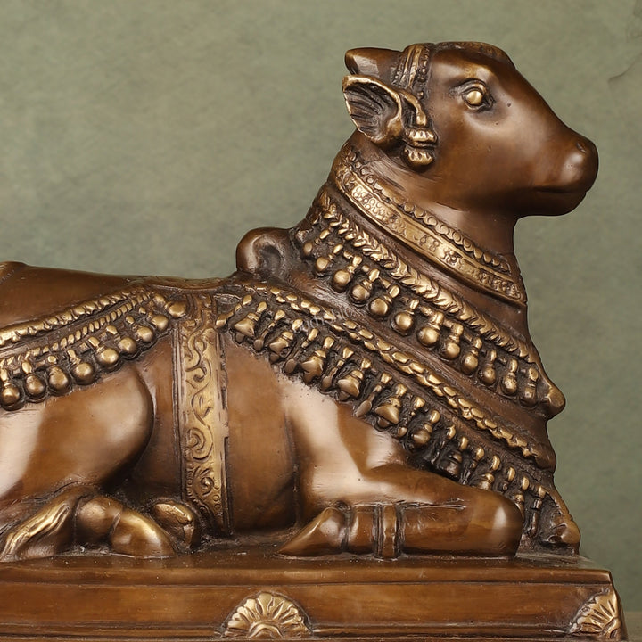 Brass Nandi Statue - 8 Inch - Budhshiv.com