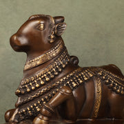 Brass Nandi Statue - 8 Inch - Budhshiv.com