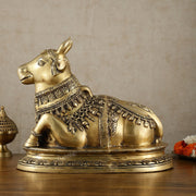 Brass Nandi Statue vintage tone - 20 inch - Budhshiv.com