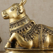 Brass Nandi Statue vintage tone - 20 inch - Budhshiv.com