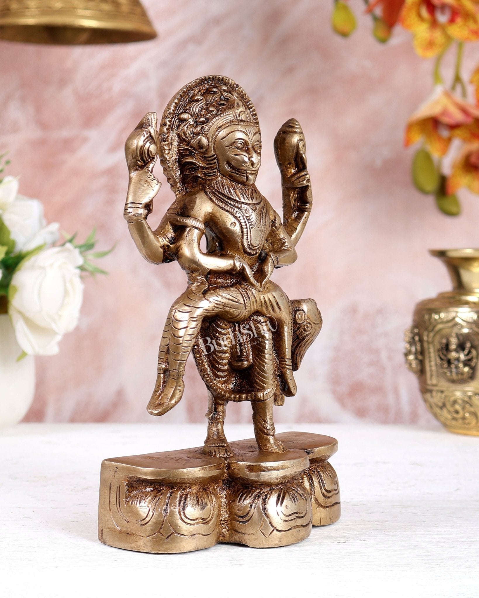 Brass Narasimha Killing Hiranyakashyap Idol – Lord Narasimha Avatar Statue (7.5 Inches) - Budhshiv.com