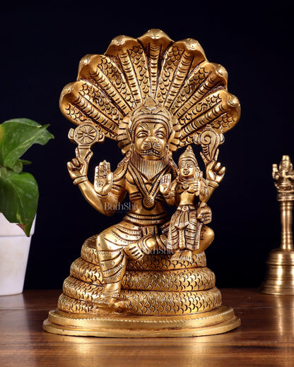 Brass Narasimha Lakshmi idol 10 inch - Budhshiv.com