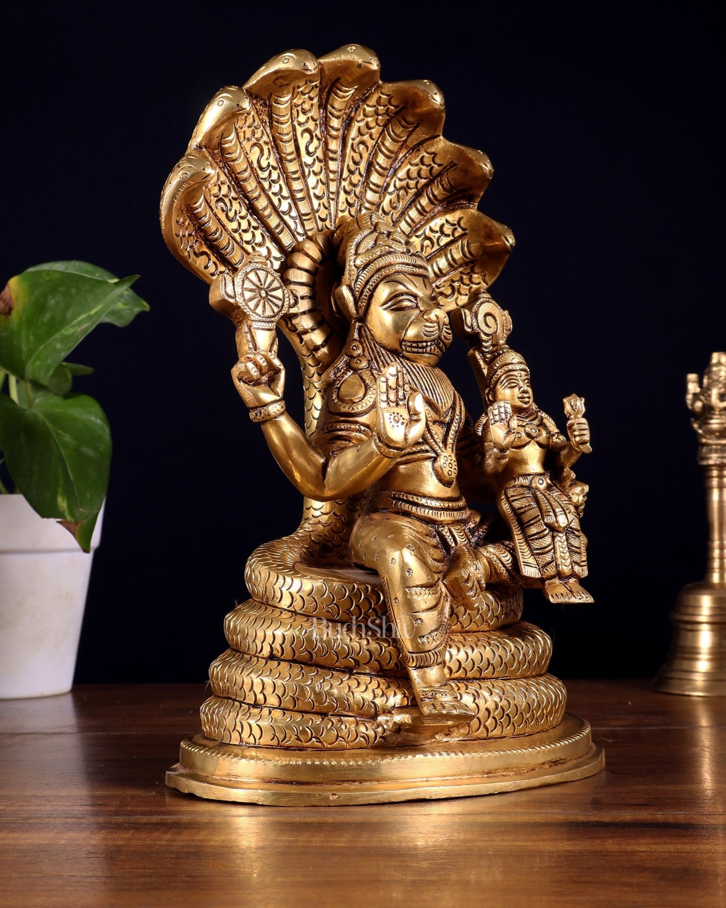 Brass Narasimha Lakshmi idol 10 inch - Budhshiv.com