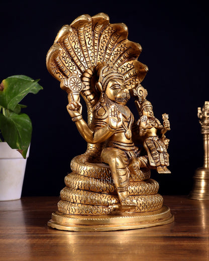 Brass Narasimha Lakshmi idol 10 inch - Budhshiv.com