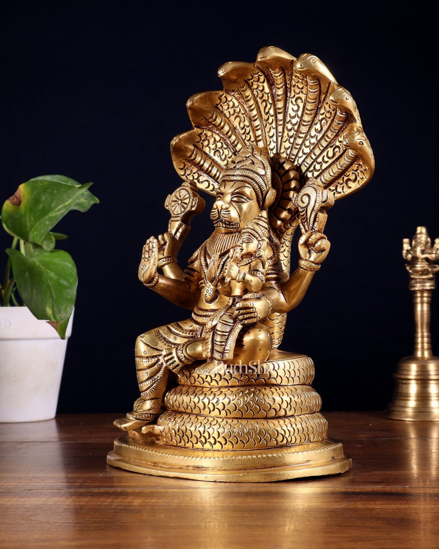 Brass Narasimha Lakshmi idol 10 inch - Budhshiv.com