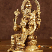 Brass Narasimha Lakshmi Idol | Height: 6 inch - Budhshiv.com