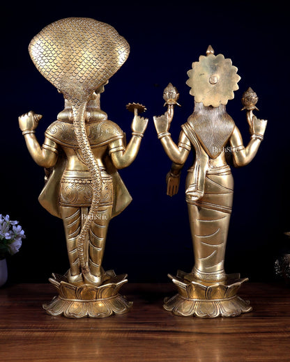 Brass Narayan Lakshmi Idol | 23" Vishnu Sheshnaag Pair - Budhshiv.com