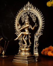 Brass Nataraja Dancing Shiva Superfine Sculpture - 18" Height - Budhshiv.com