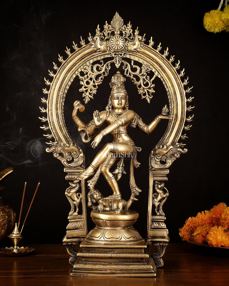 Brass Nataraja Dancing Shiva Superfine Sculpture - 18" Height - Budhshiv.com