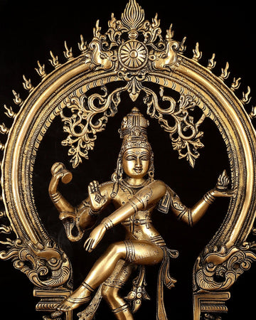 Brass Nataraja Dancing Shiva Superfine Sculpture - 18" Height - Budhshiv.com