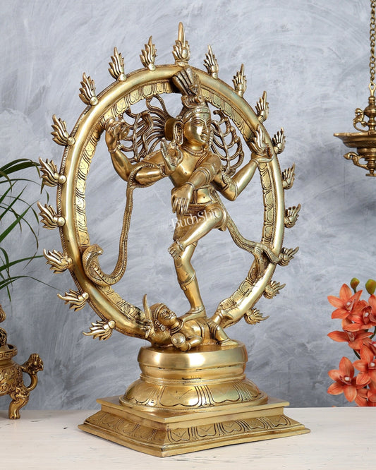 Brass Nataraja Dancing Shiva Superfine sculpture 24" - Budhshiv.com