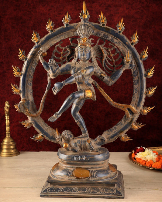 Brass Nataraja Sculpture 24 inch sand finish - Budhshiv.com