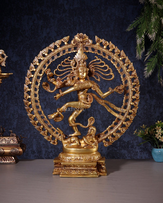 Brass Nataraja Statue - 20.5" Height - Budhshiv.com