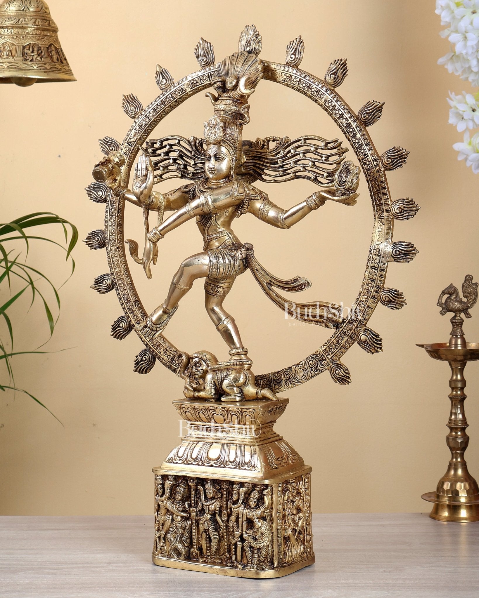 Brass Nataraja Statue | 23" Height shiv gauri carvings - Budhshiv.com