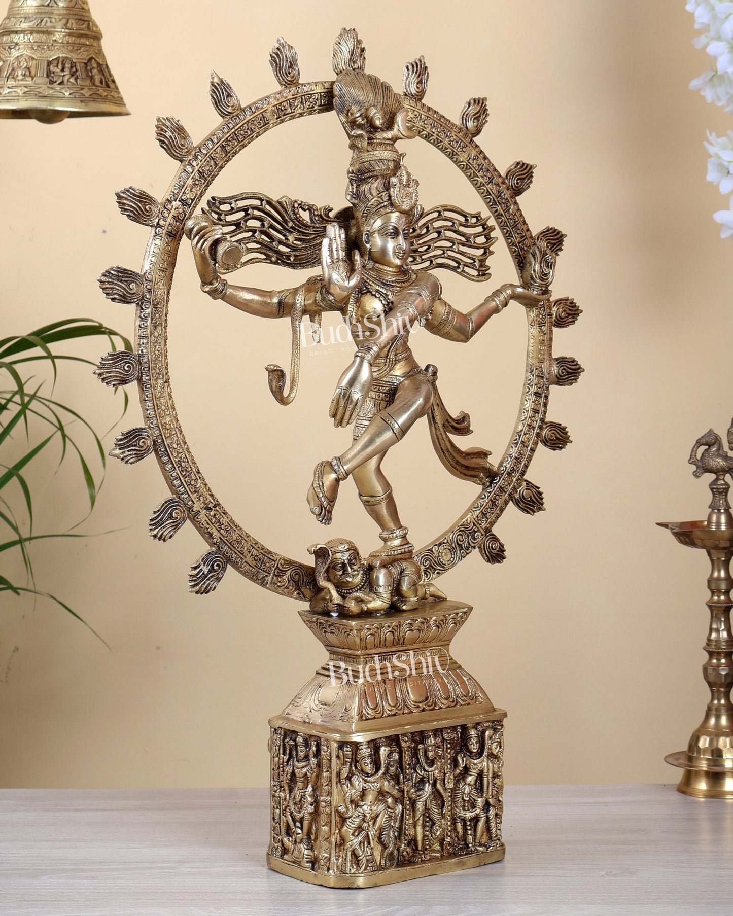 Brass Nataraja Statue | 23" Height shiv gauri carvings - Budhshiv.com