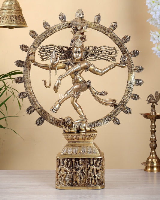 Brass Nataraja Statue | 23" Height shiv gauri carvings - Budhshiv.com