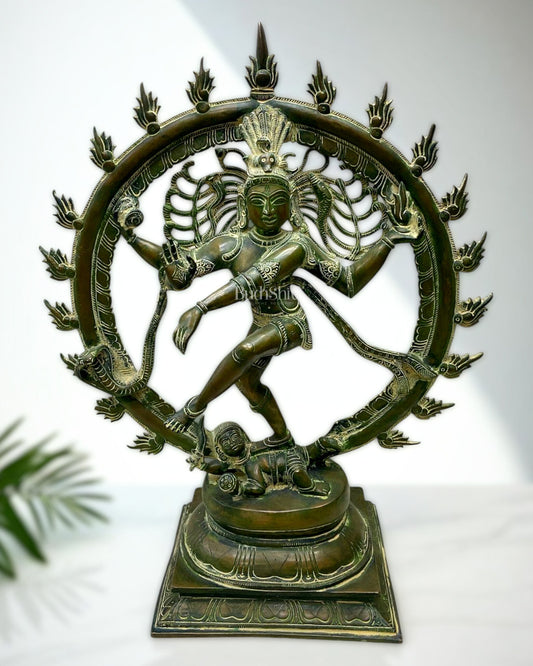 Brass Nataraja Statue 24 inch henna green - Budhshiv.com