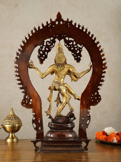 Brass Nataraja Statue - 26" Height dual tone - Budhshiv.com